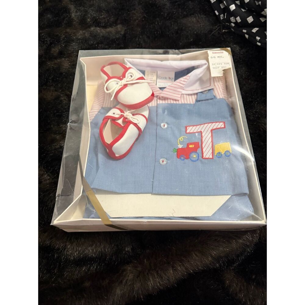 Vintage Cradle Togs Truck Shorts Shoes  3  Piece ‎ Outfit Size 0-6 Month New